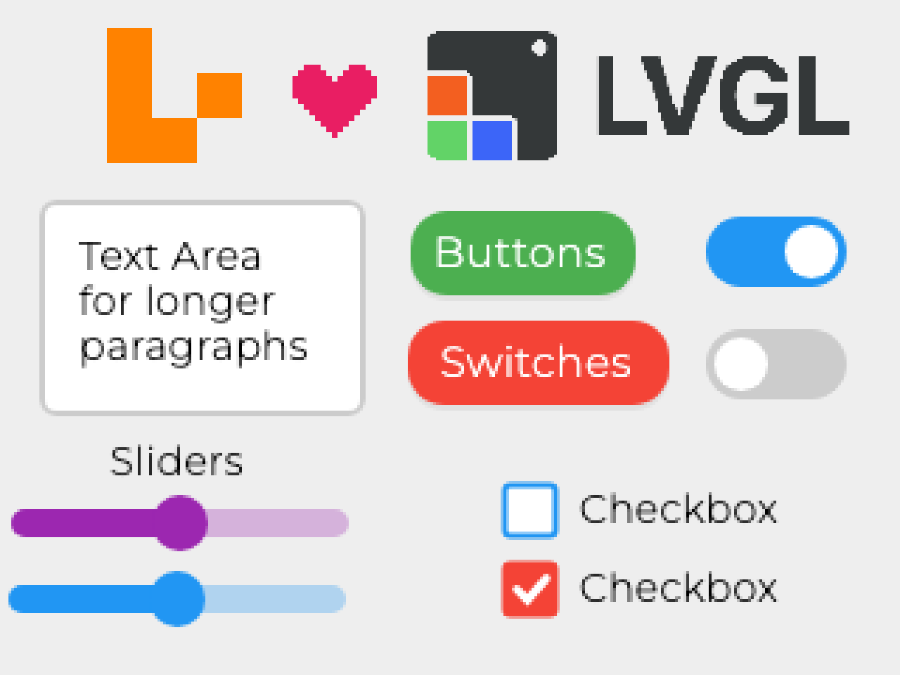 LVGL test screen designed in Lopaka