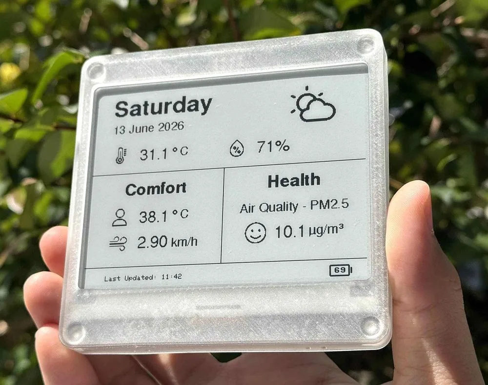 WeatherPaper V2 e-paper weather station by Jeremy Ngai