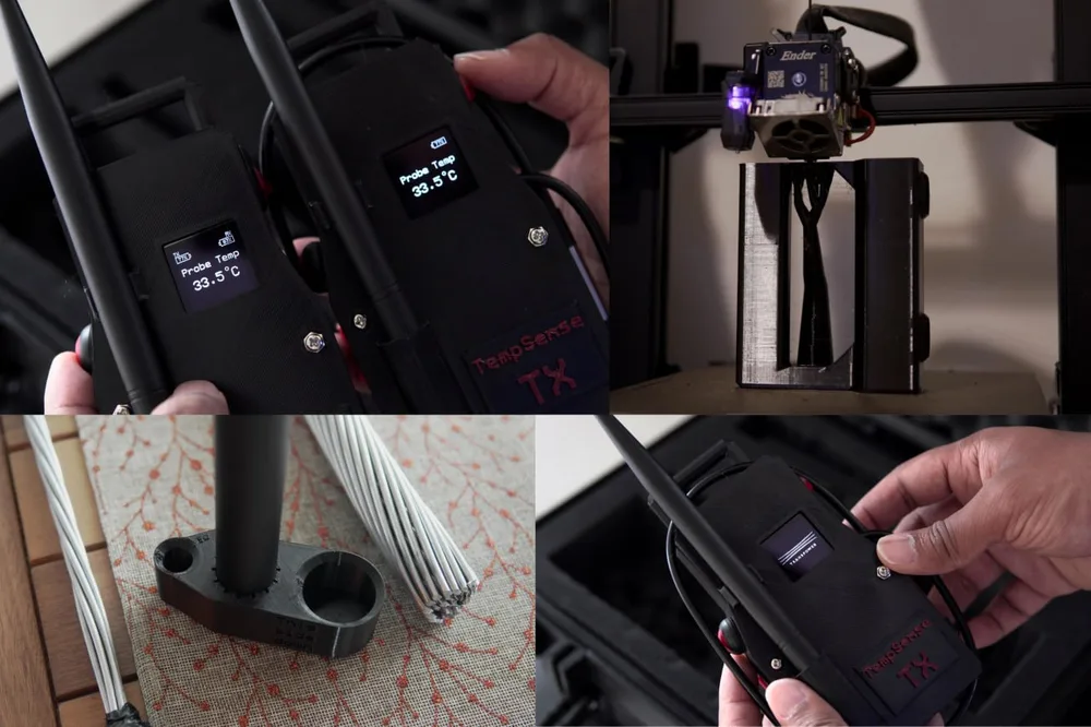 TempSense OLED screens, enclosure printing, and the conductor clamp