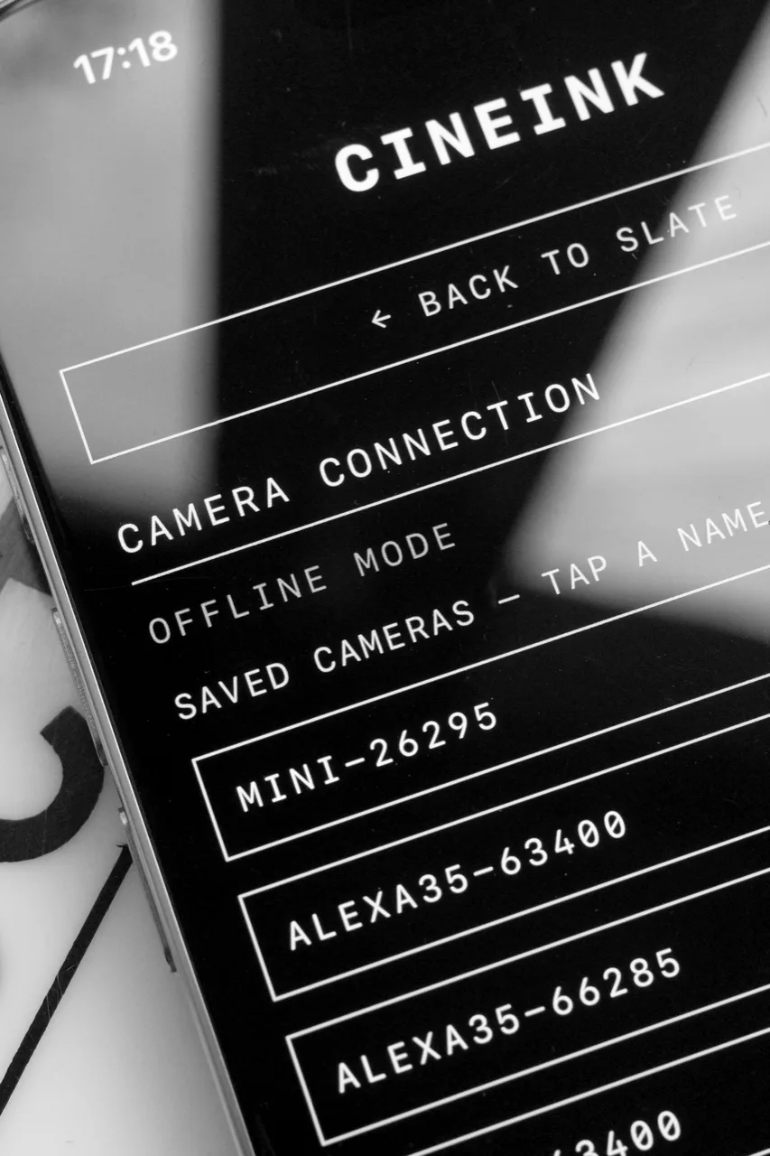 Cineink local control page open on a phone